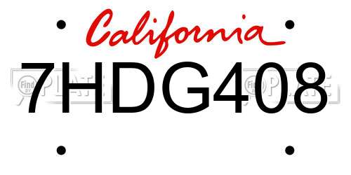 7HDG408 California License Plate