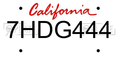 7HDG444 California License Plate