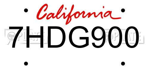 7HDG900 California License Plate