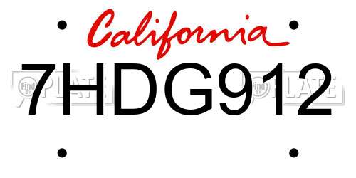 7HDG912 California License Plate