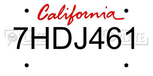 7HDJ461 California License Plate