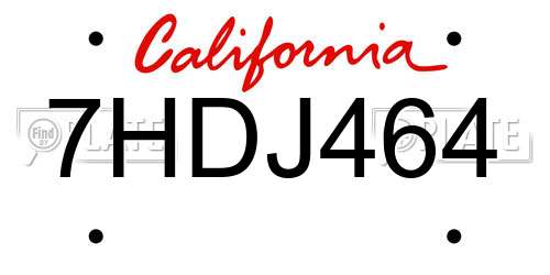 7HDJ464 California License Plate