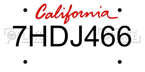 7HDJ466 California License Plate