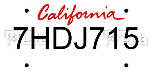 7HDJ715 California License Plate