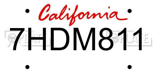 7HDM811 California License Plate