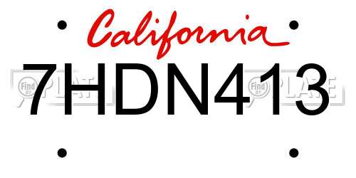 7HDN413 California License Plate
