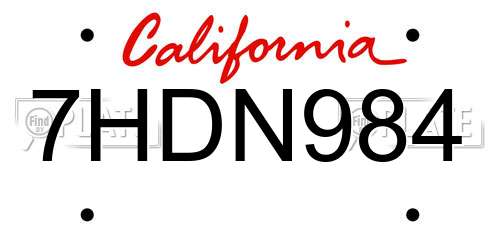 7HDN984 California License Plate
