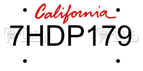 7HDP179 California License Plate