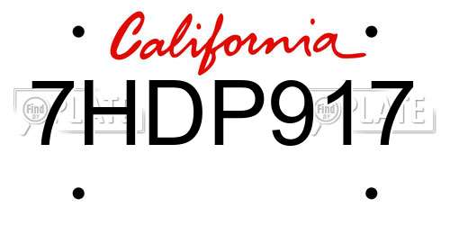 7HDP917 California License Plate