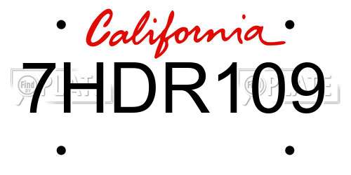 7HDR109 California License Plate