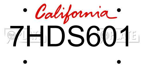 7HDS601 California License Plate