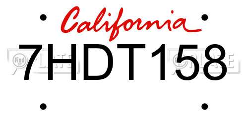 7HDT158 California License Plate