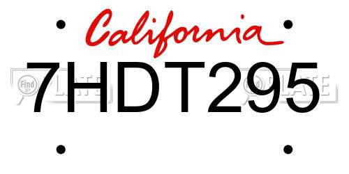 7HDT295 California License Plate