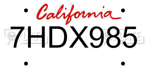7HDX985 California License Plate