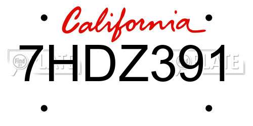 7HDZ391 California License Plate