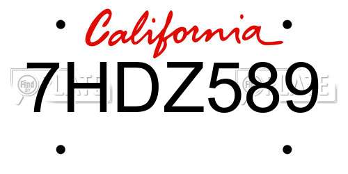7HDZ589 California License Plate