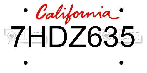 7HDZ635 California License Plate