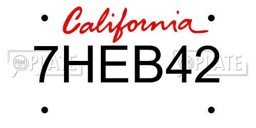 7HEB42 California License Plate
