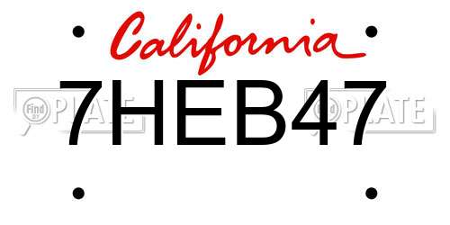 7HEB47 California License Plate