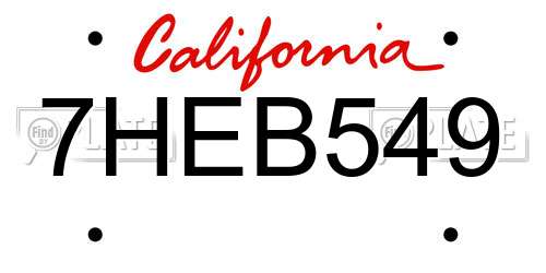 7HEB549 California License Plate