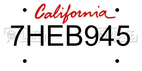 7HEB945 California License Plate