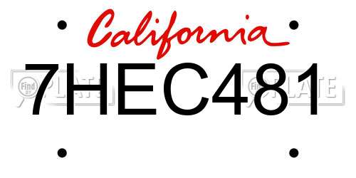 7HEC481 California License Plate