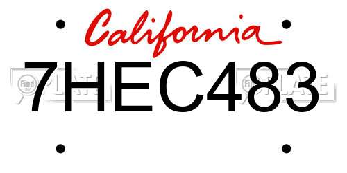 7HEC483 California License Plate