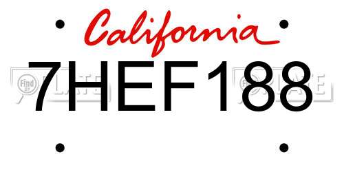 7HEF188 California License Plate