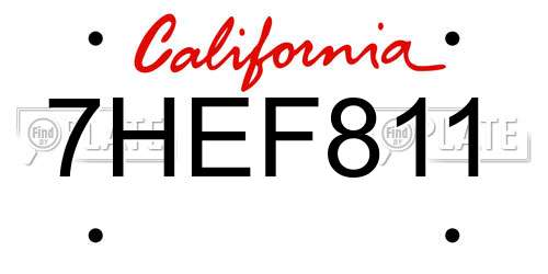 7HEF811 California License Plate