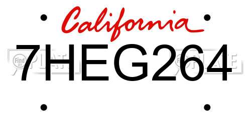 7HEG264 California License Plate