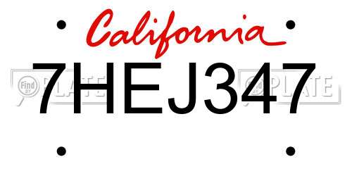 7HEJ347 California License Plate