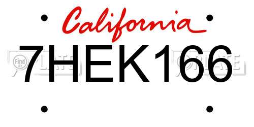 7HEK166 California License Plate