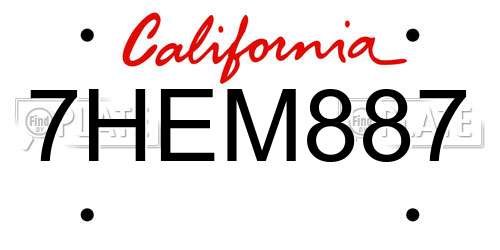 7HEM887 California License Plate
