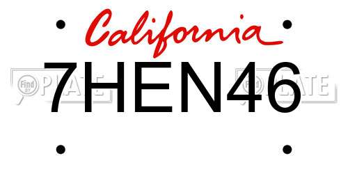 7HEN46 California License Plate