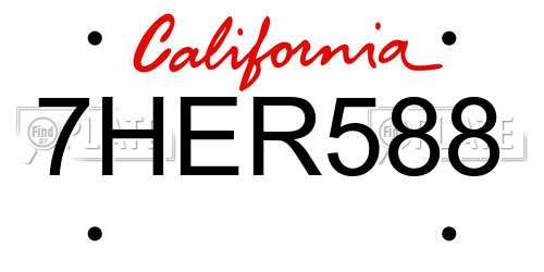 7HER588 California License Plate