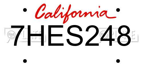 7HES248 California License Plate