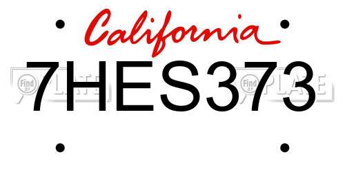 7HES373 California License Plate