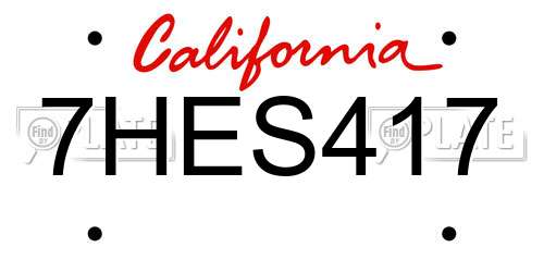 7HES417 California License Plate