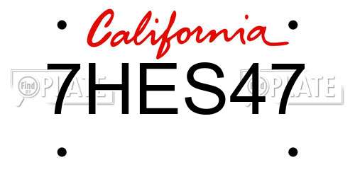 7HES47 California License Plate