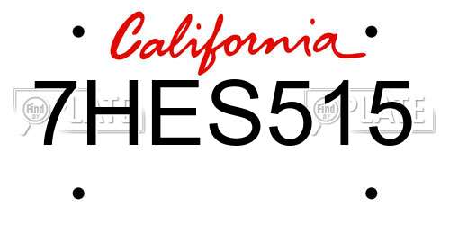 7HES515 California License Plate