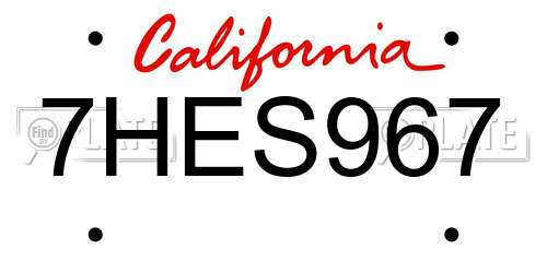 7HES967 California License Plate