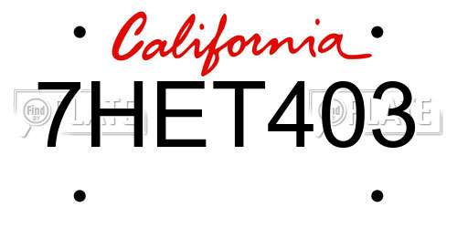 7HET403 California License Plate