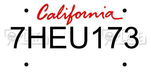 7HEU173 California License Plate