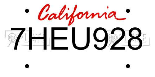7HEU928 California License Plate