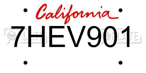 7HEV901 California License Plate