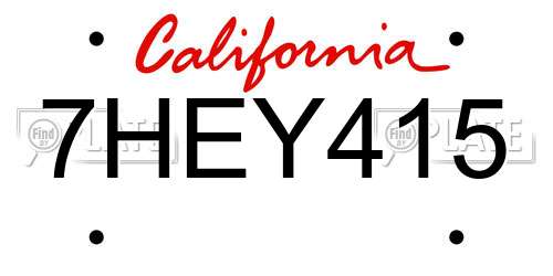 7HEY415 California License Plate