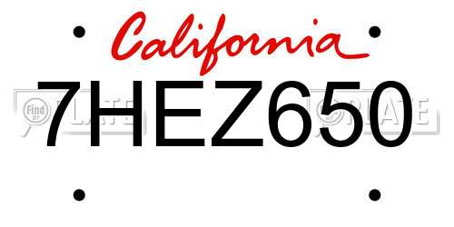 7HEZ650 California License Plate