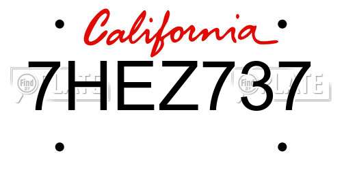 7HEZ737 California License Plate