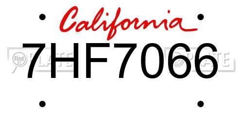 7HF7066 California License Plate