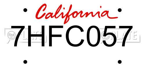 7HFC057 California License Plate